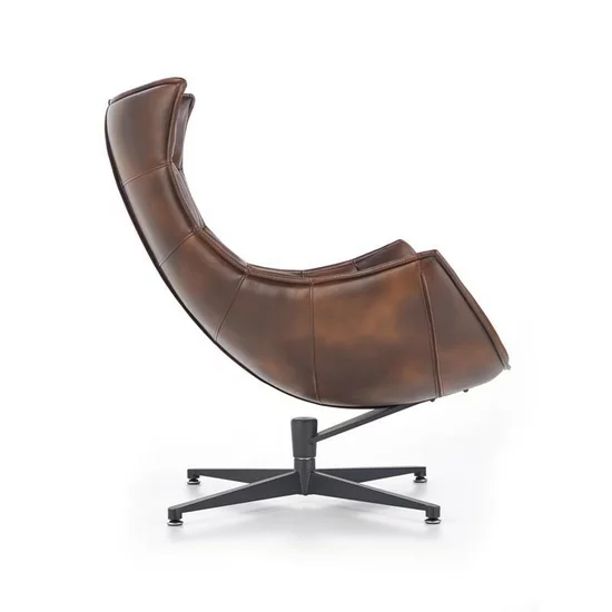 Fotoliu Luxor, spătar ergonomic și design modern, piele și oțel inoxidabil, 86x84x96 cm, maro picture - 3