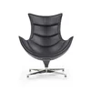 Fotoliu Luxor, spătar ergonomic și design modern, piele și oțel inoxidabil, 86x84x96 cm, negru picture - 2
