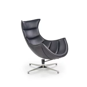 Fotoliu Luxor, spătar ergonomic și design modern, piele și oțel inoxidabil, 86x84x96 cm, negru