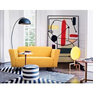 Canapea fixă 3 locuri Macon, lemn masiv fag + spumă poliuretanică, stofă premium, gri