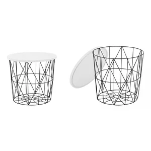 Măsuță cafea Mariffa, design minimalist și finisaj elegant, PAL melaminat, 42x42x41 cm, alb/negru