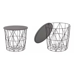 Măsuță cafea Mariffa, design minimalist și finisaj elegant, PAL melaminat, 42x42x41 cm, gri/negru