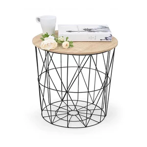 Măsuță cafea Mariffa, design minimalist și finisaj elegant, PAL melaminat, 42x42x41 cm, stejar/negru