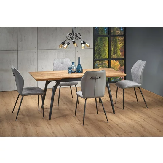 Masă Cambell extensibilă, cu blat din MDF laminat și cadru metalic, 140-180x80x74 cm, stejar/negru picture - 2