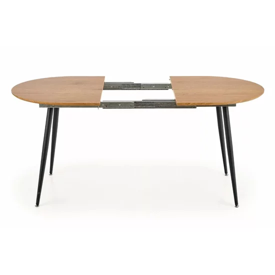 Masă Colorado extensibilă cu blat MDF furniruit și picioare metalice, 120-160x80x74 cm, stejar/negru picture - 3