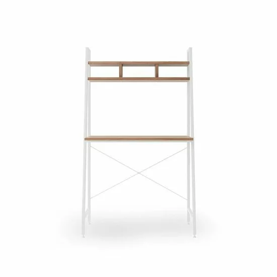 Masă birou Navrik B2 Byaly, cu etajere, PAL melaminat, 142x84x46 cm, alb picture - 2