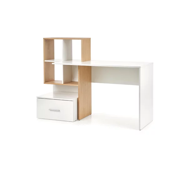 Masă de birou Grosso, spațiu pentru depozitare și rafturi integrate, PAL melaminat, 149x50x105 cm, alb picture - 4