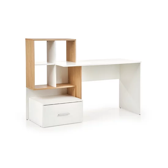 Masă de birou Grosso, spațiu pentru depozitare și rafturi integrate, PAL melaminat, 149x50x105 cm, alb picture - 5