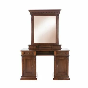 Masă de Toaletă Diana, linie clasică, masiv fag + panel + MDF furniruit nuc, 134x50x78 cm, finisaj la alegere