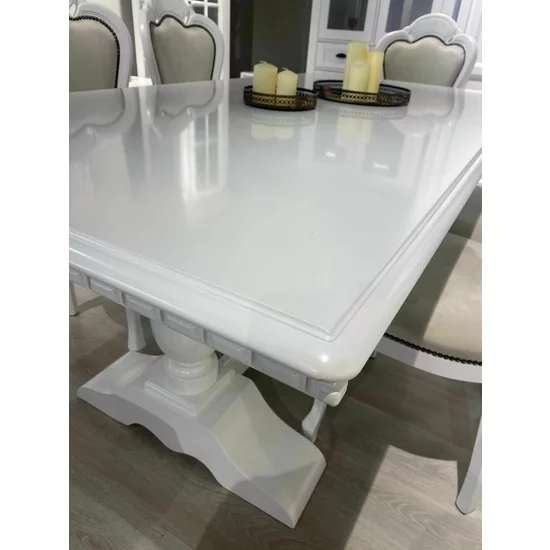 Masă Diana extensibilă, design elegant, material lemn masiv de fag și MDF, 200x278x80 cm, alb picture - 2