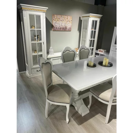 Masă Diana extensibilă, design elegant, material lemn masiv de fag și MDF, 200x278x80 cm, alb picture - 3