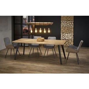 Masă Dickson extensibilă, cu blat din MDF furniruit și picioare din oțel, 150-210x90x75 cm, stejar/negru