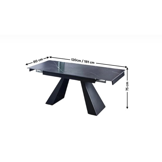 Masă extensibilă Ella, blat MDF lucios, structură lemn masiv, mecanism extensibil, 120-181x80x75 cm, negru picture - 2