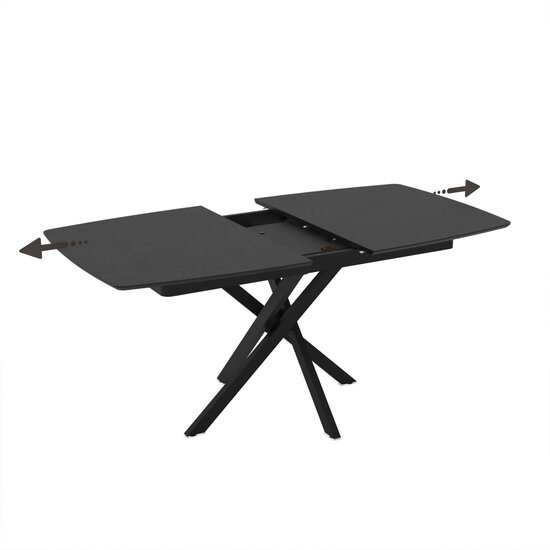 Masă extensibilă Filis, blat MDF alb lucios, bază metalică, 145/185x90x76 cm, Marmo Super Mat picture - 5