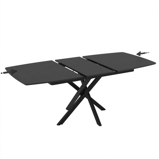 Masă extensibilă Filis, blat MDF alb lucios, bază metalică, 145/185x90x76 cm, Marmo Super Mat picture - 7