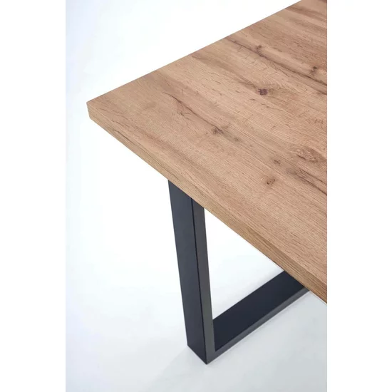 Masă Venom extensibilă cu blat furniruit și margini ABS, structură metalică, 135-185x90x74 cm, stejar/negru picture - 5