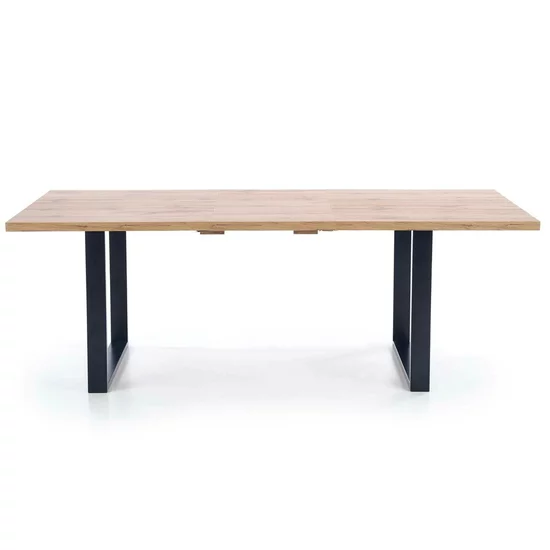 Masă Venom extensibilă cu blat furniruit și margini ABS, structură metalică, 135-185x90x74 cm, stejar/negru picture - 4