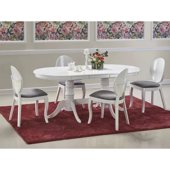 Masă extensibilă Joseph, design clasic, blat MDF lacuit, structură lemn masiv, 150-190x90x77 cm, alb picture - 2