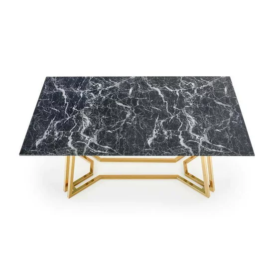 Masă Konami dreptunghiulară, blat sticlă gri, structură metalică auriu, 160x90x75 cm, gri/auriu picture - 4