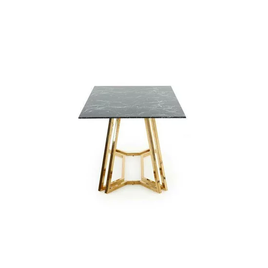 Masă Konami dreptunghiulară, blat sticlă gri, structură metalică auriu, 160x90x75 cm, gri/auriu picture - 3