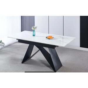 Masa Marissa Extensibila Blat Ceramic Alb  121cm x 90cm x 76cm