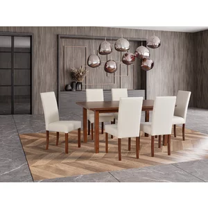 Masă Modena II extensibilă, MDF lucios + structură solidă, 160-200x90x78 cm, Nuc, Sonoma