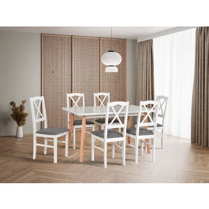 Masă Oslo 7, extensibilă, din lemn, 140x180x80x75 cm, albă