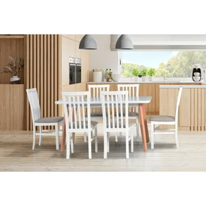 Masă Oslo 8, extensibilă, din lemn, 160-200x90x75 cm, albă