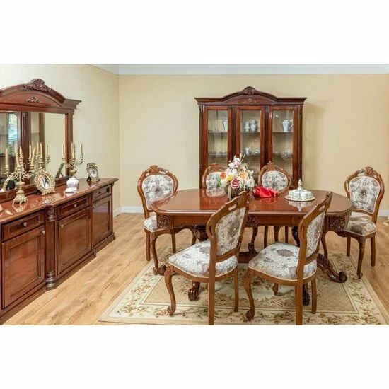 Masă ovală extensibilă Sonia, lemn masiv fag + MDF furniruit, 200-280 cm, nuc picture - 4