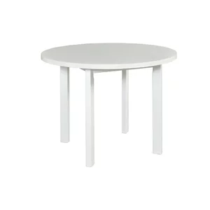 Masă Poli I rotundă extensibilă, MDF laminat + margini ABS, 100-130x100x76 cm, alb