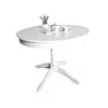 Masă rotundă extensibilă, cu blat detașabil, din lemn, 100/140 cm, alb picture - 2