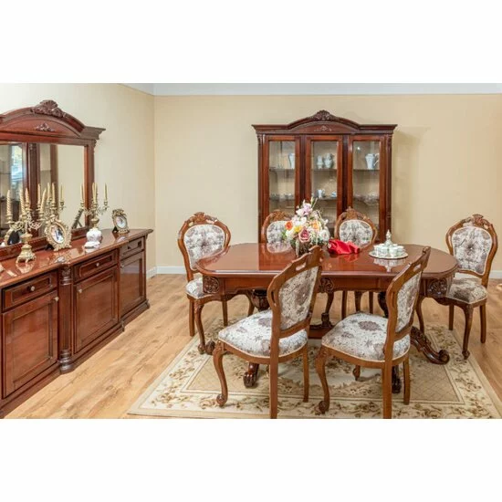 Masă Sonia ovală + 6 scaune Veneziana, lemn masiv fag, 200/276x100x80 cm, nuc picture - 2