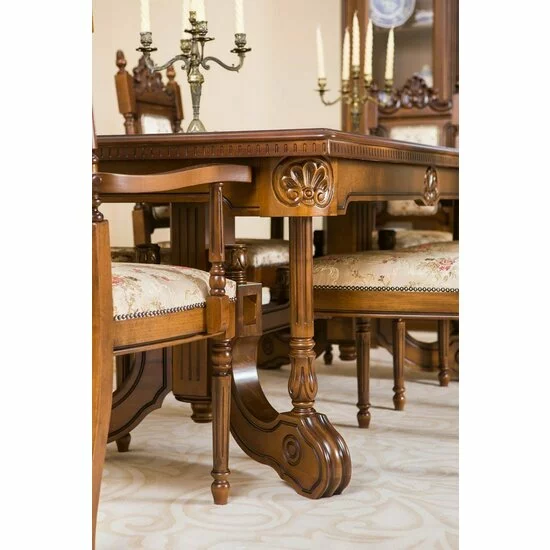 Masă sufragerie extensibilă Sonia din lemn masiv fag, panel și MDF, furniruită cu furnir de nuc, 200/276x100x80 cm picture - 5