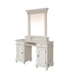 Masă de toaletă Floris, design clasic, lemn masiv și MDF, 134x50x78 cm, crem patinat picture - 2