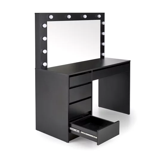 Masă toaletă Hollywood XL, structură PAL melaminat, sistem iluminat inclus, 120x55x140 cm, alb picture - 3