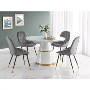 Masă Vegas rotundă, blat MDF lăcuit, bază oțel, diametru 120x76 cm, alb