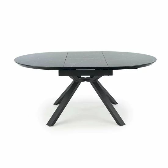 Masă Vertigo reglabilă, blat sticlă ultradură marmură neagră, cadru oțel, 130-180x130x76 cm, negru picture - 4