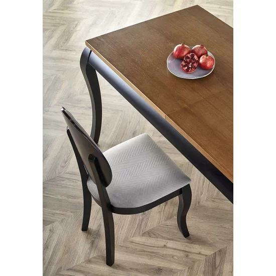 Masă Windsor extensibilă, blat MDF furnir stejar, picioare lemn masiv, 160-240x90x76 cm, stejar-negru picture - 3