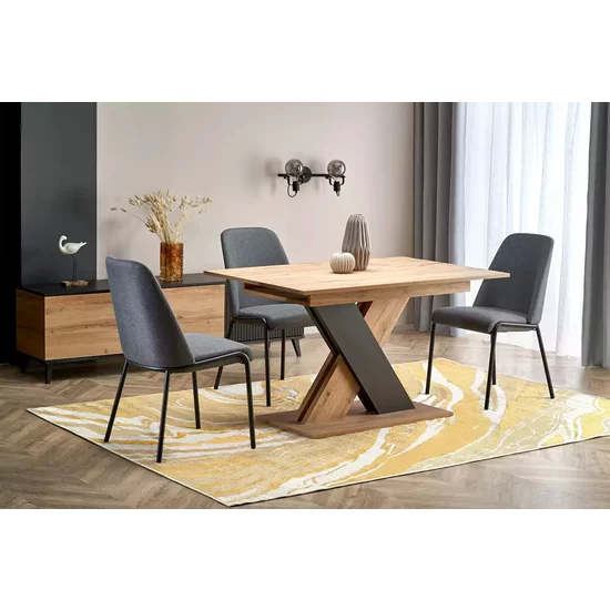 Masă Xarelto extensibilă, blat furniruit, structură rezistentă, 130-175x85x76 cm, stejar wotan/alb mat picture - 8