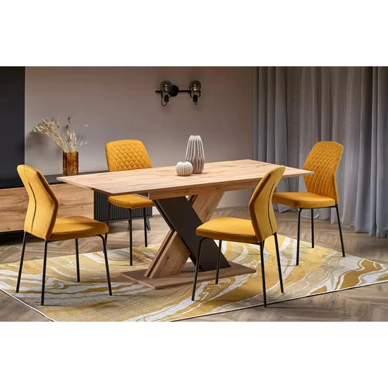Masă Xarelto extensibilă, blat furniruit, structură rezistentă, 130-175x85x76 cm, stejar wotan/alb mat picture - 9