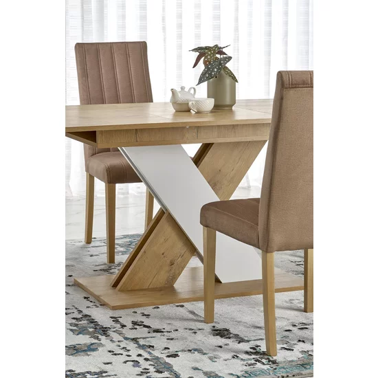 Masă Xarelto extensibilă, blat furniruit, structură rezistentă, 130-175x85x76 cm, stejar wotan/alb mat picture - 7