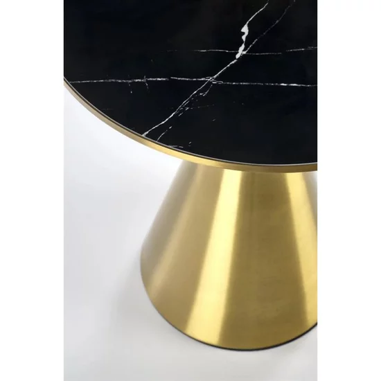 Măsuță cafea Tribeca rotundă, blat ceramică marmură neagră, cadru inox auriu, diametru 50x52 cm, negru/auriu picture - 4