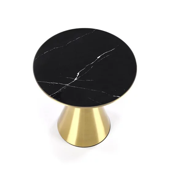 Măsuță cafea Tribeca rotundă, blat ceramică marmură neagră, cadru inox auriu, diametru 50x52 cm, negru/auriu picture - 2