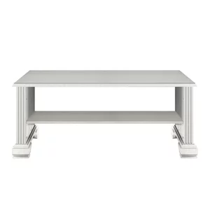 Măsuță cafea White, design clasic, PAL melaminat, 120x60x56 cm, frasin alb/pin argintiu