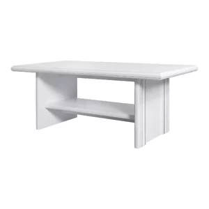 Măsuță cafea Idento Low, cu raft de depozitare, PAL laminat și MDF, 130x65x51 cm, alb