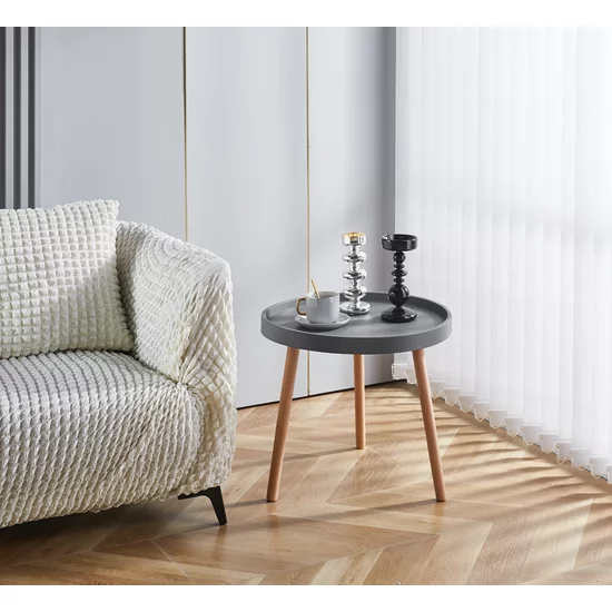 Măsuță de cafea Buzz, design minimalist și modern, blat rotund și cadru stabil, 49.5x44.5 cm, alb/gri picture - 2