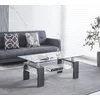 Măsuță de cafea Dalila, blat din sticlă securizată și cadru MDF, design modern, 110x60x45 cm, gri picture - 1
