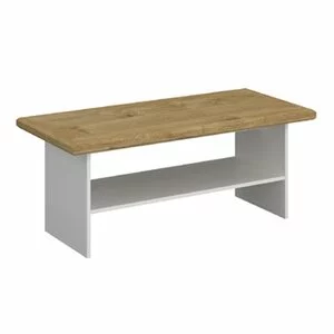 Măsuță de Cafea RIVA LAW/120, Alb cu Blat Natur, Stil Scandinav, 120 cm