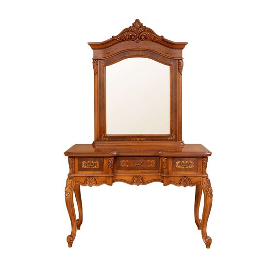 Măsuță de toaletă Milly, design clasic, structură lemn masiv + PAL, spațiu depozitare, 134x54x86 cm picture - 2