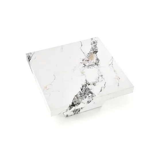 Măsuță cafea Monolit, blat MDF furniruit, design modern, finisaj marmorat, diametru 80x80x41 cm, negru/alb picture - 8